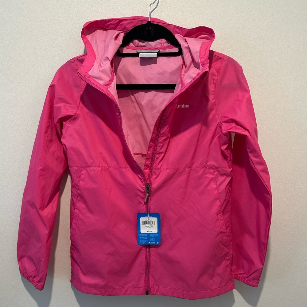 🛑 SOLD 🛑 NWT Columbia Waterproof Windbreaker Girls Large Pink